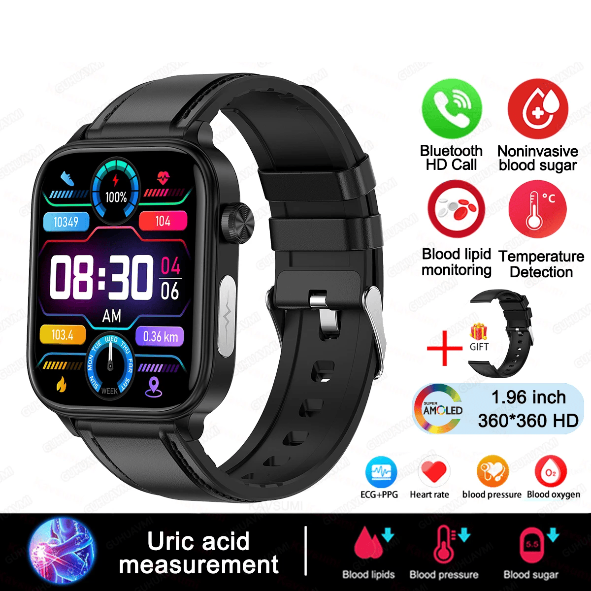 AI Bluetooth Medical Diagnosis Smartwatch. NEW 2024!