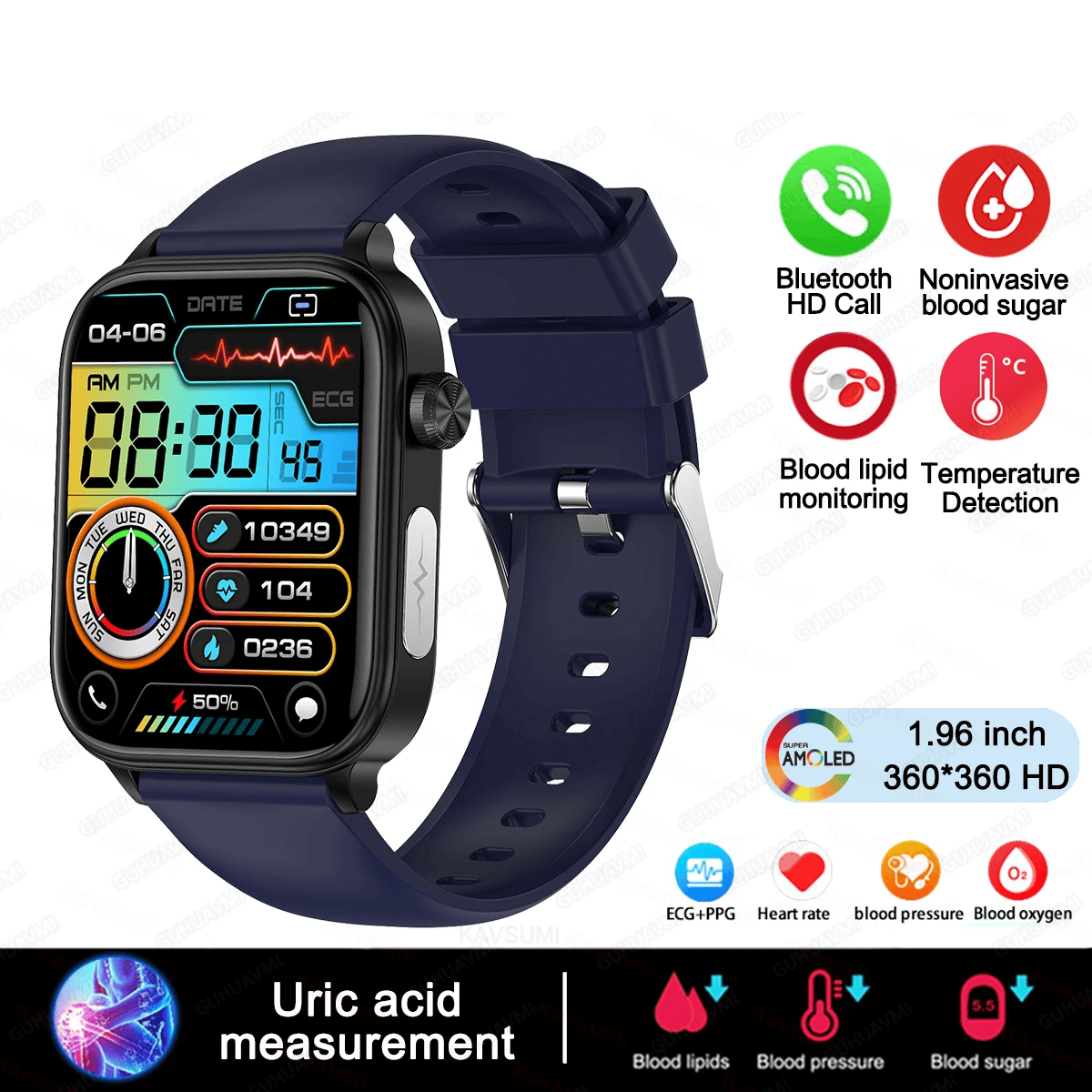 AI Bluetooth Medical Diagnosis Smartwatch. NEW 2024!